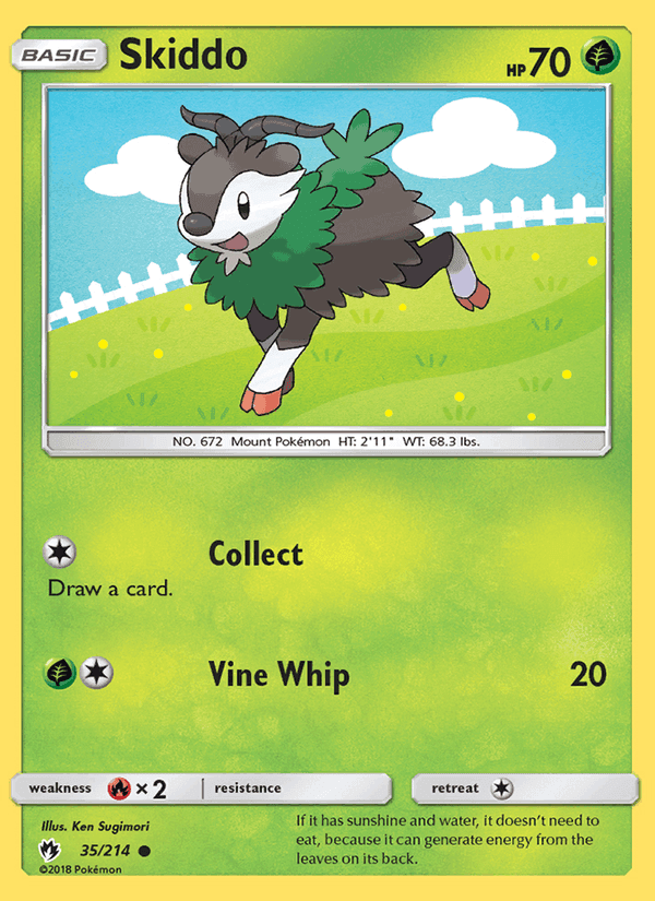 Skiddo, card 35 from Lost Thunder