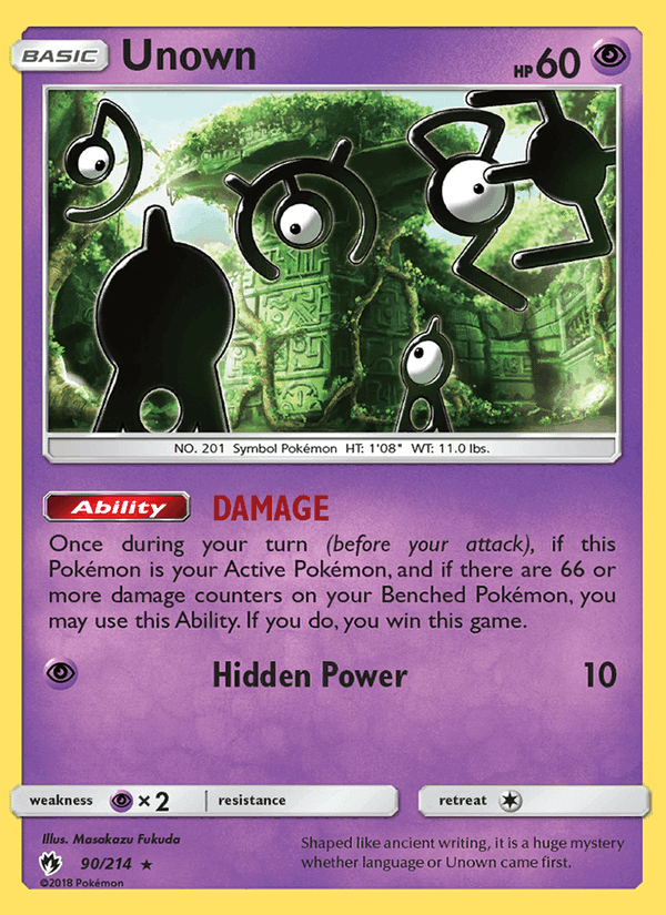 Unown, card 90 from Lost Thunder