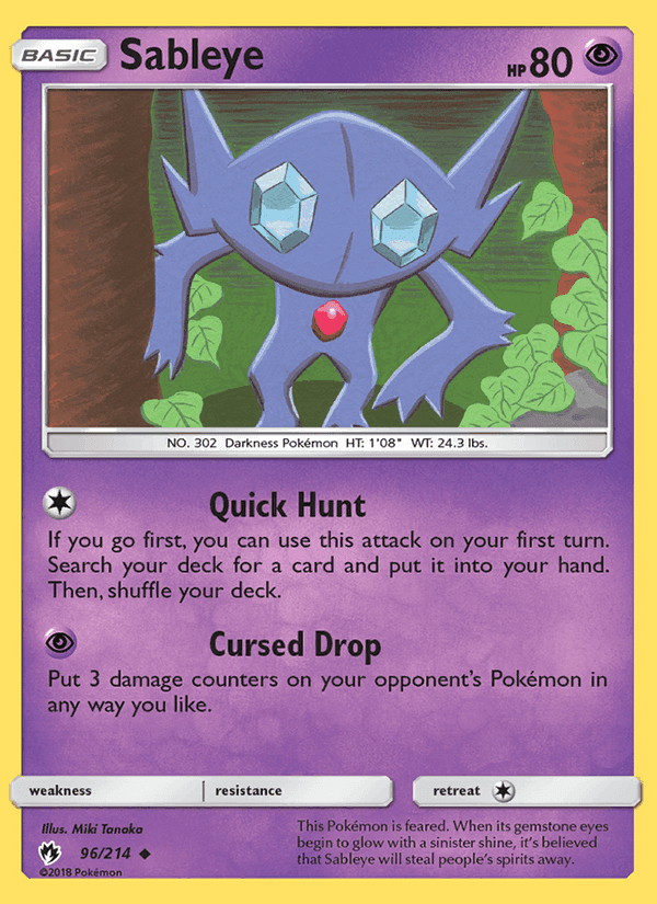 Sableye, card 96 from Lost Thunder