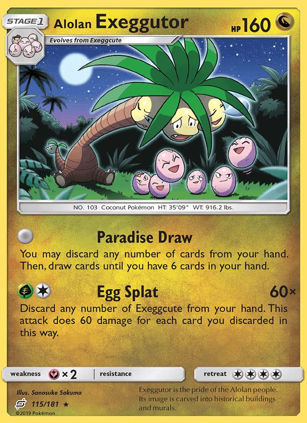 Alolan Exeggutor, card 115 from Team Up