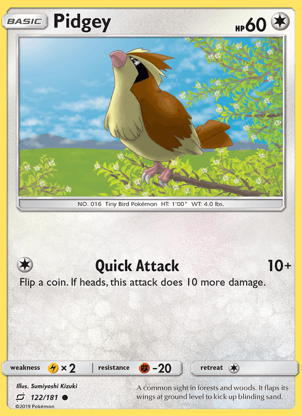 Pidgey, card 122 from Team Up