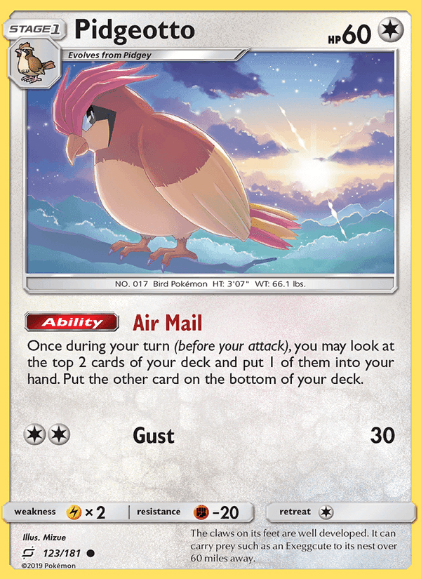Pidgeotto, card 123 from Team Up