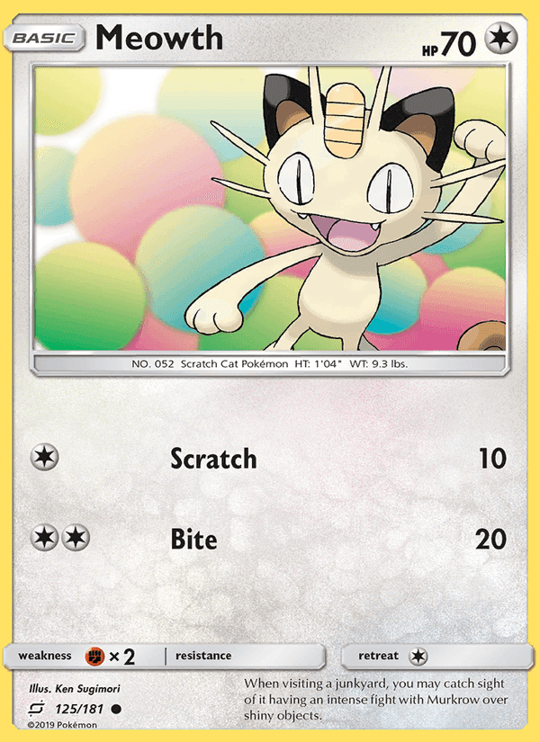 Meowth, card 125 from Team Up