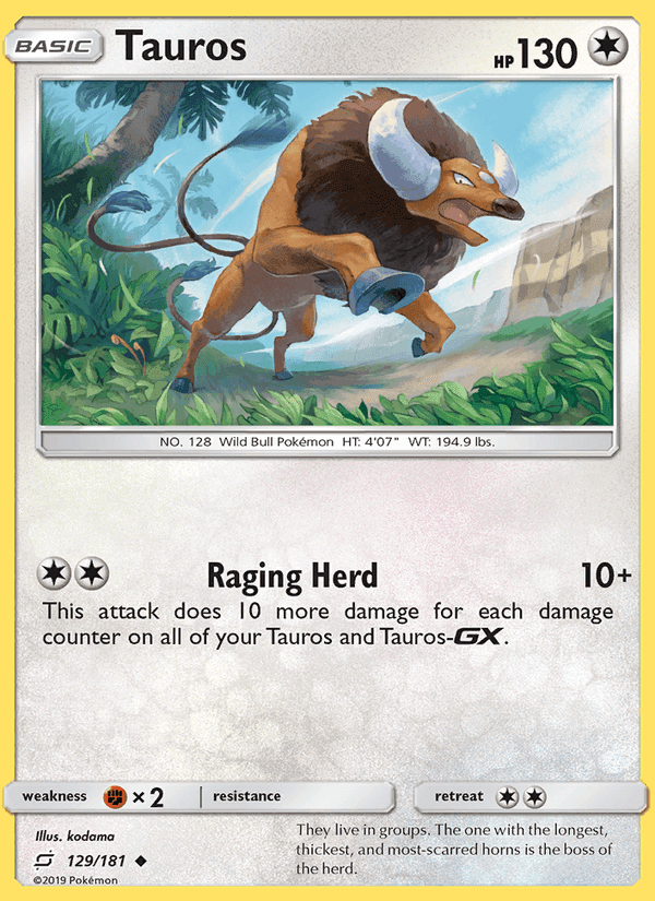 Tauros, card 129 from Team Up