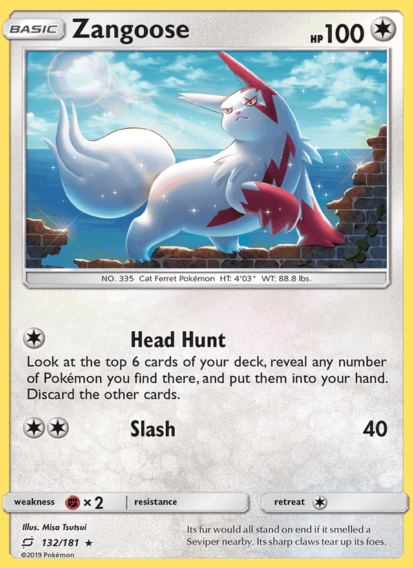Zangoose, card 132 from Team Up
