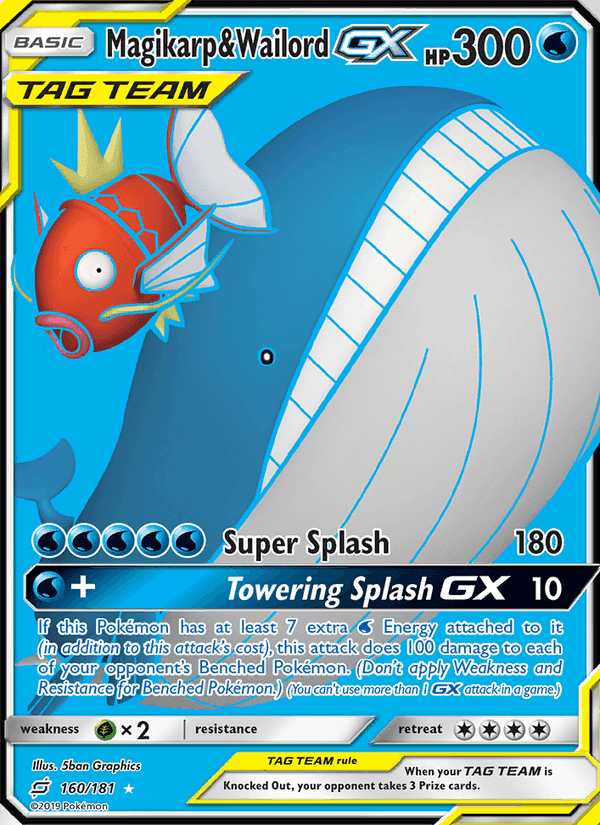 Magikarp & Wailord GX, card 160 from Team Up