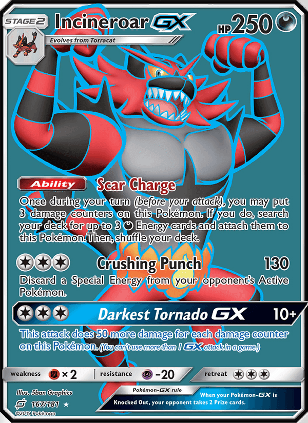 Incineroar GX, card 167 from Team Up