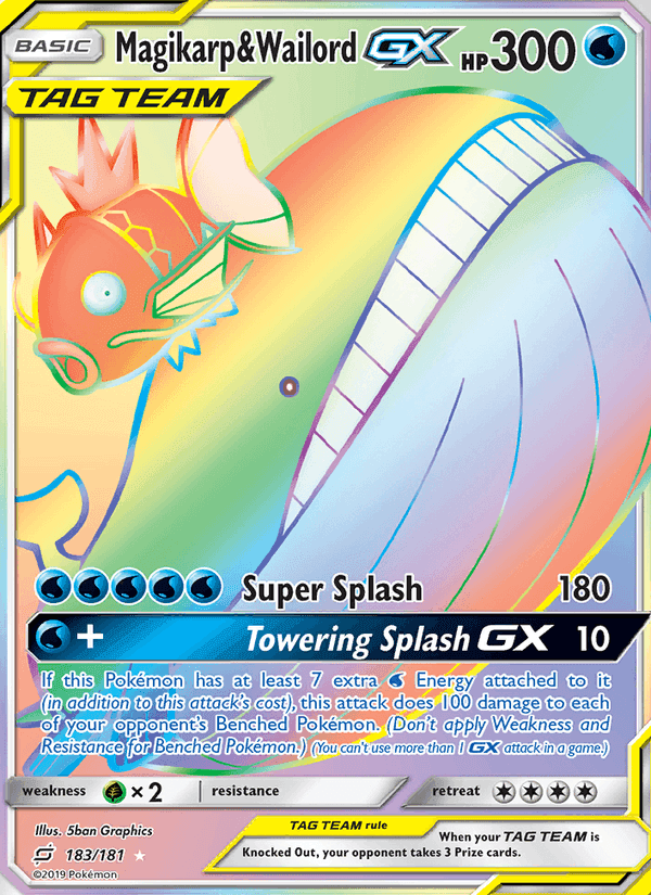 Magikarp & Wailord GX, card 183 from Team Up