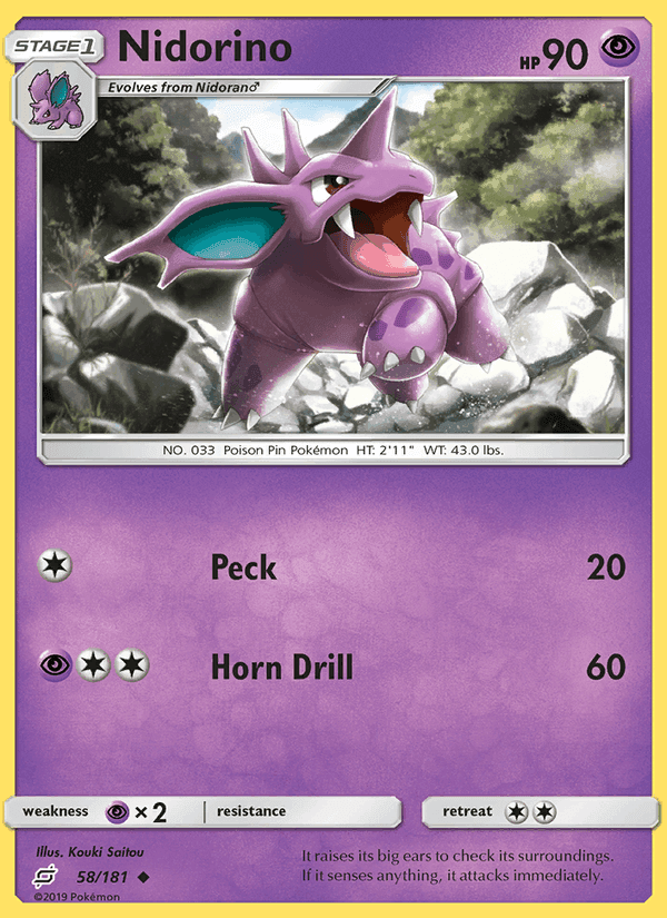 Nidorino, carte 58 de Team Up