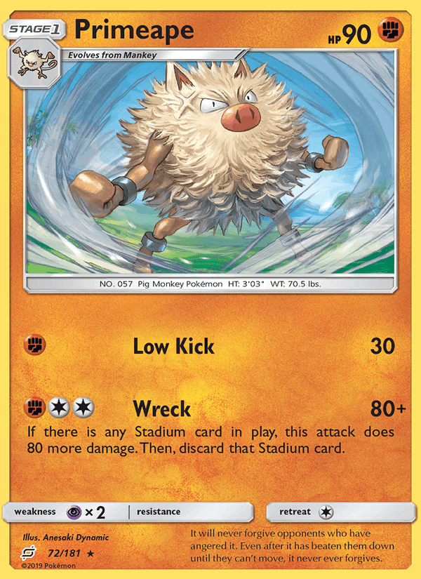 Primeape, card 72 from Team Up