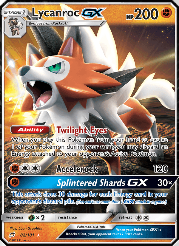 Lycanroc GX, card 82 from Team Up