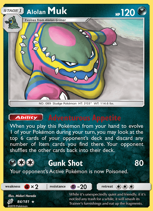 Alolan Muk, card 84 from Team Up