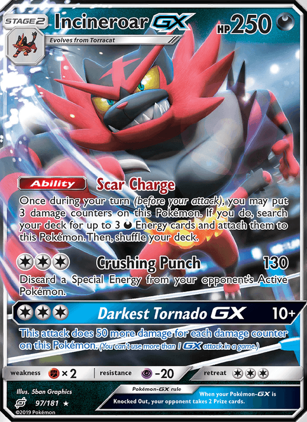 Incineroar GX, card 97 from Team Up