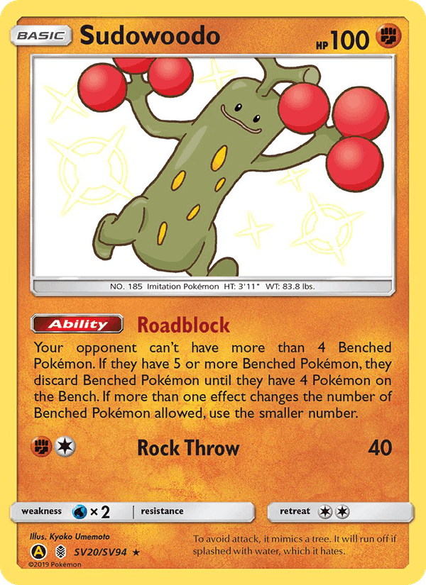 Sudowoodo, card SV20 from Hidden Fates