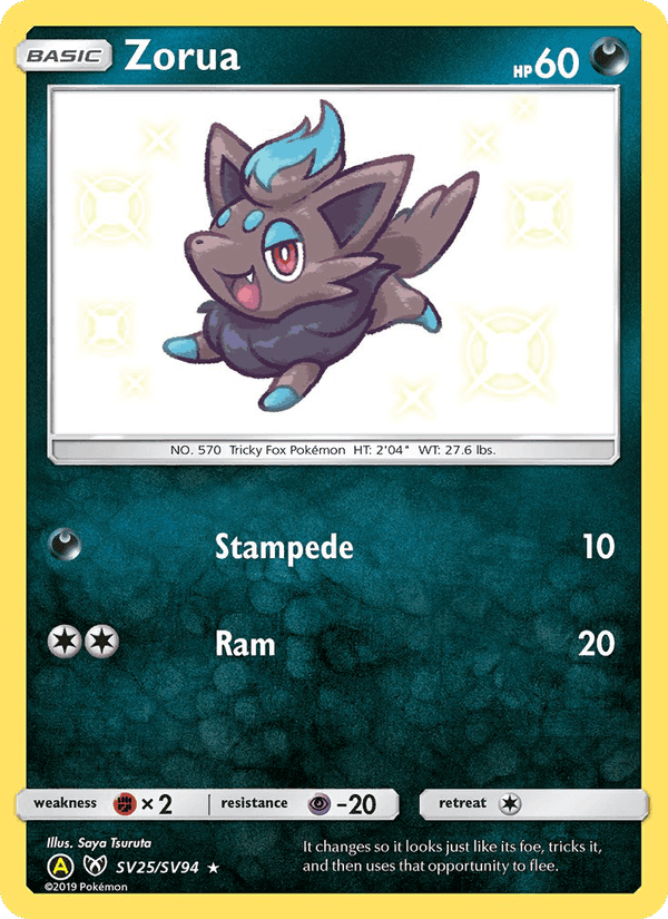 Zorua, card SV25 from Hidden Fates