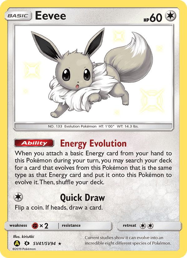 Eevee, card SV41 from Hidden Fates