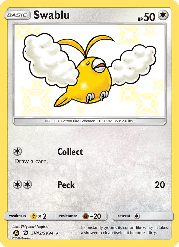 Swablu, carta SV42 de Destinos Ocultos Tesoro Brillante