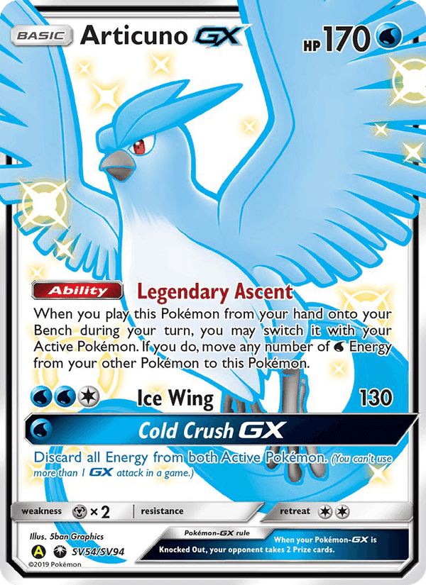 Articuno-GX, card SV54 from Hidden Fates