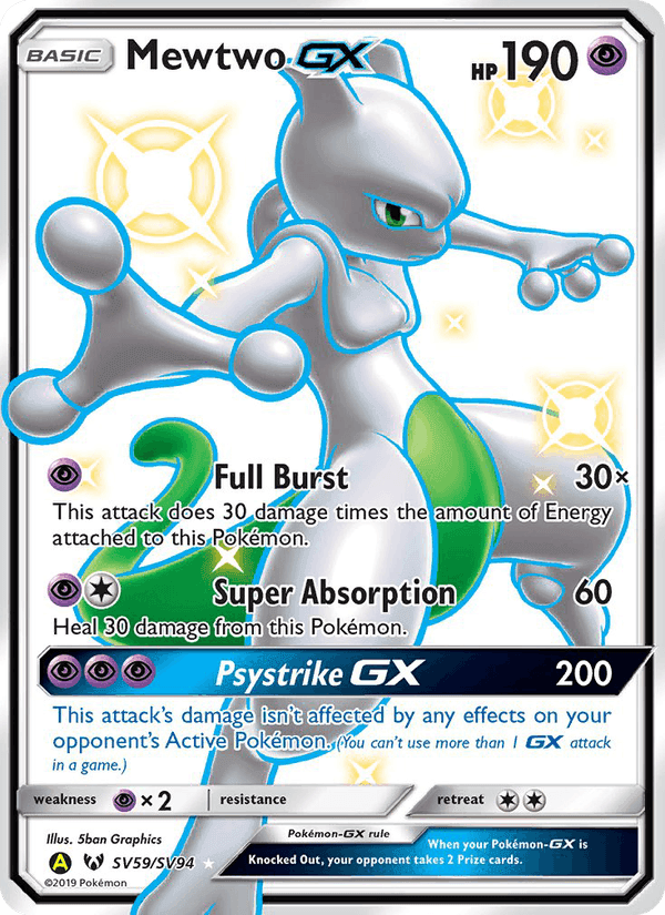 Mewtwo-GX, card SV59 from Hidden Fates