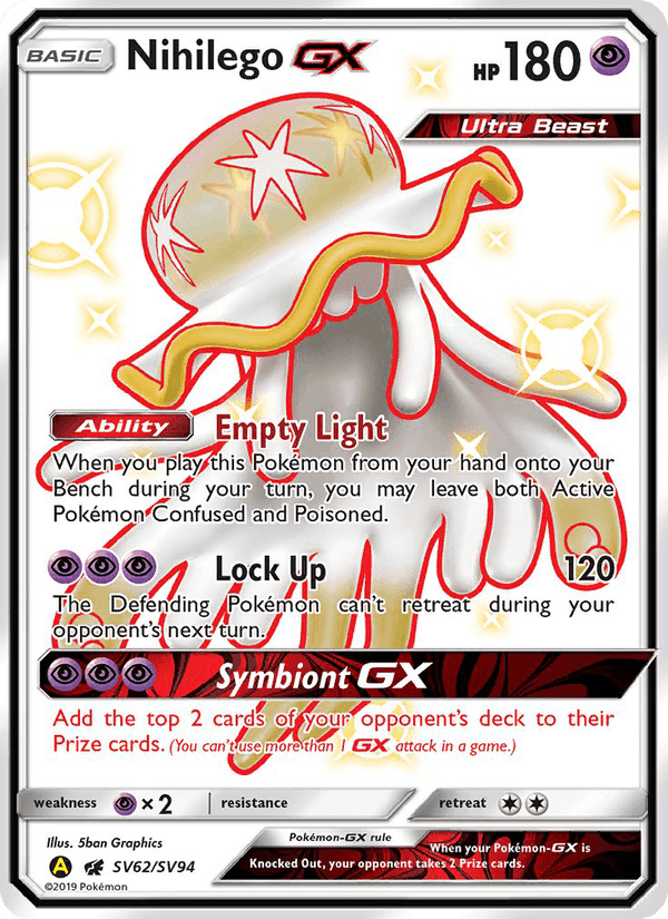 Nihilego-GX, card SV62 from Hidden Fates
