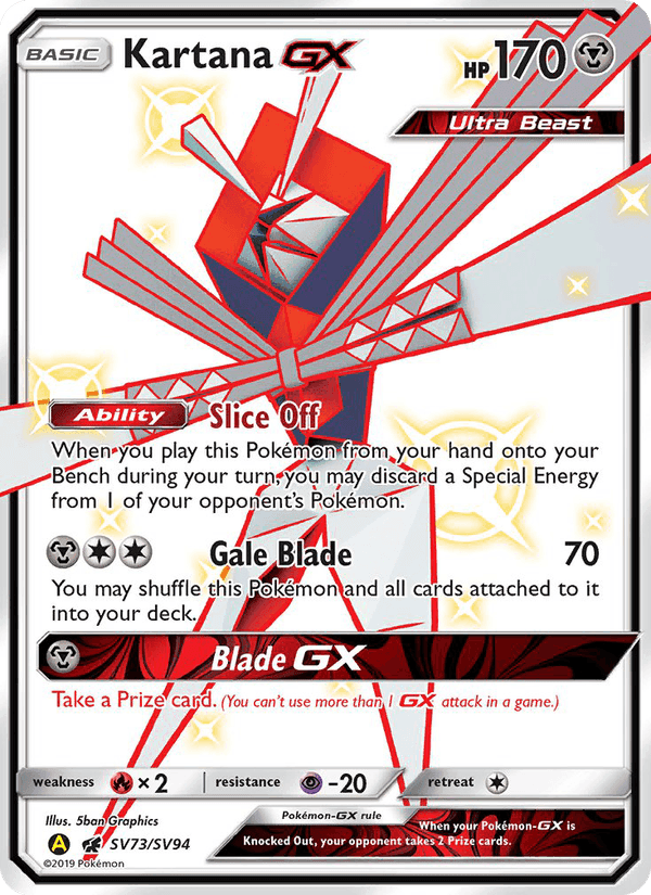 Kartana-GX, card SV73 from Hidden Fates