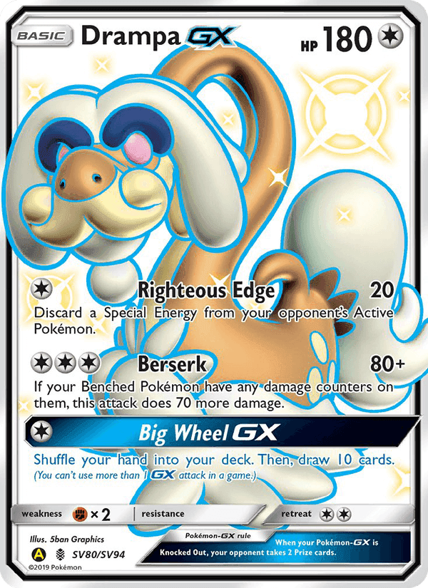 Drampa-GX, card SV80 from Hidden Fates