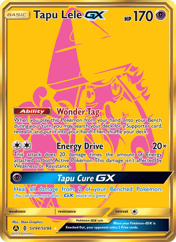 Tapu Lele-GX, card SV94 from Hidden Fates