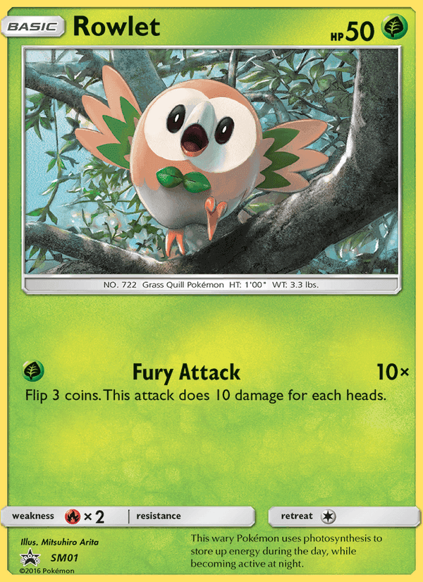 Rowlet, carta SM01 di SL Promo