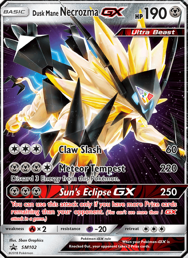 Necrozma Crinière du Couchant GX, carte SM102 de Promo SM