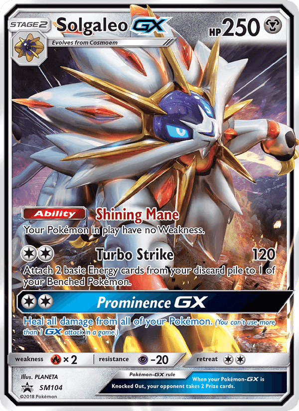 Solgaleo GX, card SM104 from SM Black Star Promos