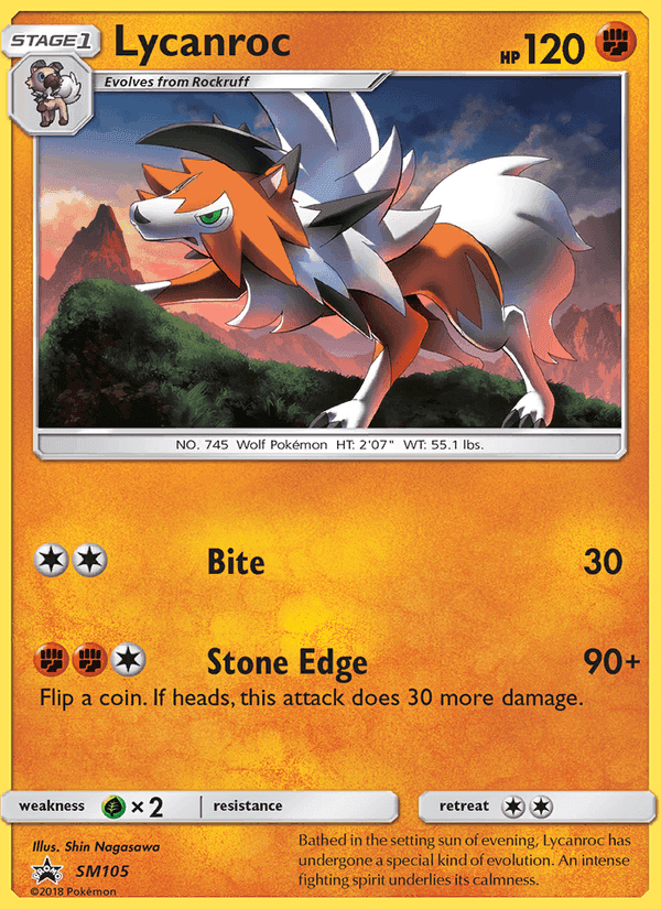 Lycanroc, card SM105 from SM Black Star Promos