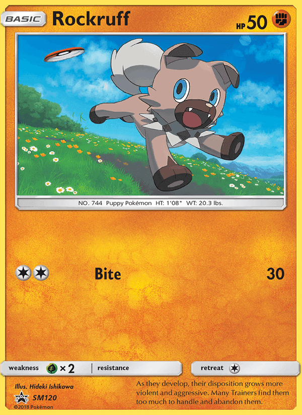 Rockruff, card SM120 from SM Black Star Promos