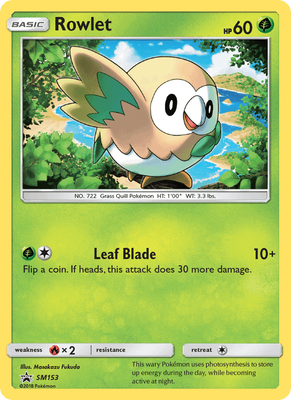 Rowlet, card SM153 from SM Black Star Promos