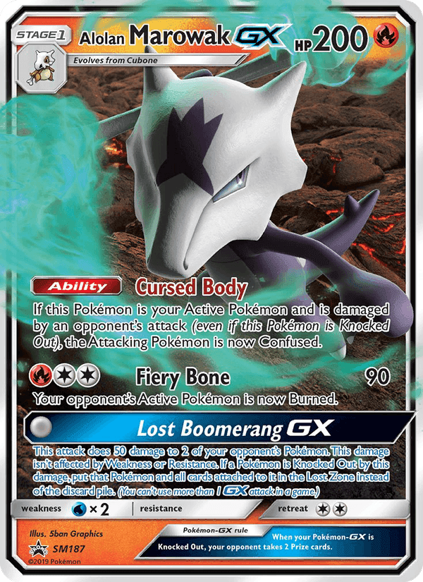 Alolan Marowak GX, card SM187 from SM Black Star Promos