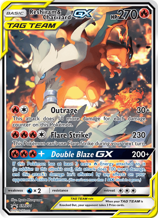 Reshiram e Charizard GX, carta SM201 di SL Promo