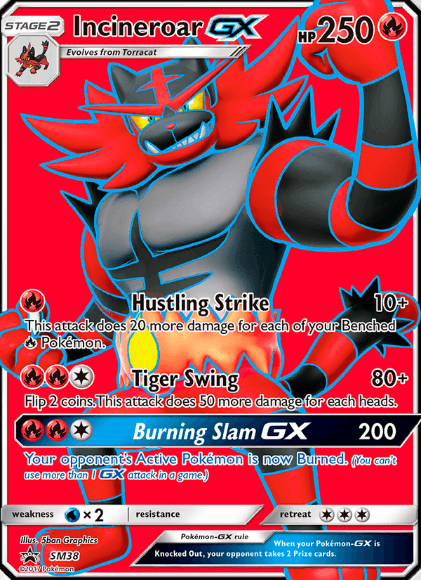 Incineroar GX, carta SM38 de SL Cartas de promoción