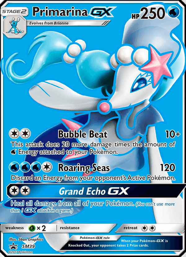 Primarina GX, carta SM39 de SL Cartas de promoción
