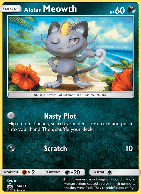Meowth de Alola, carta SM51 de SL Cartas de promoción