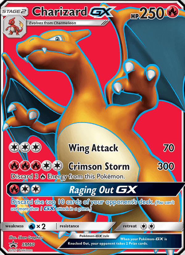 Charizard GX, carta SM60 de SL Cartas de promoción