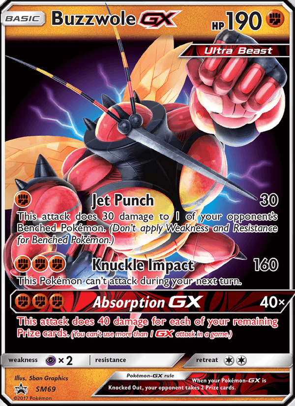 Buzzwole GX, card SM69 from SM Black Star Promos