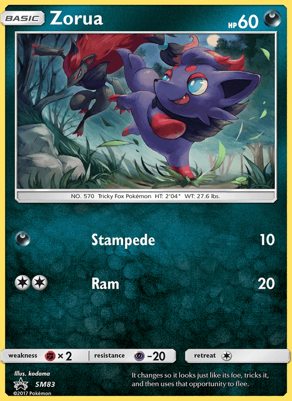 Zorua, carta SM83 di SL Promo
