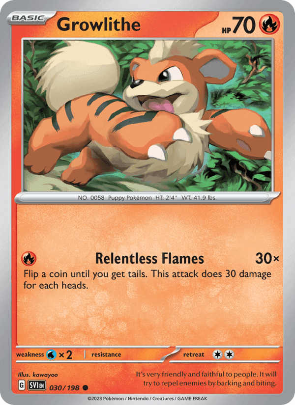 Growlithe, card 030 from Scarlet & Violet