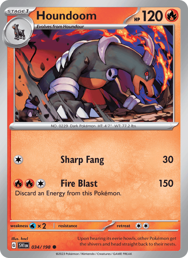 Houndoom, card 034 from Scarlet & Violet