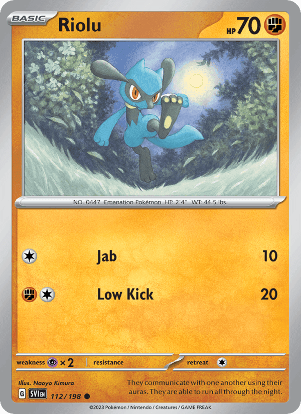 Riolu, card 112 from Scarlet & Violet
