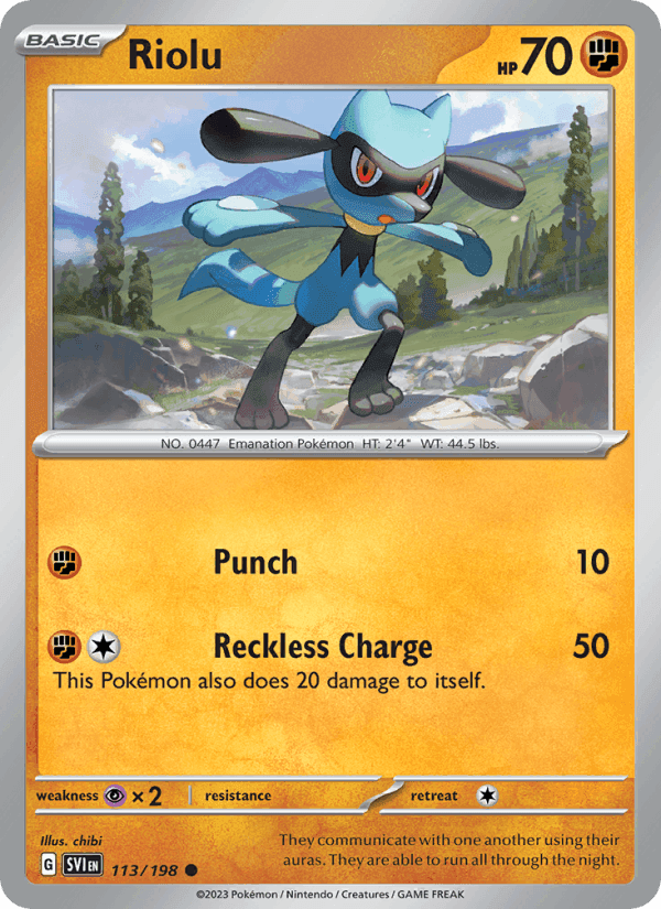 Riolu, card 113 from Scarlet & Violet