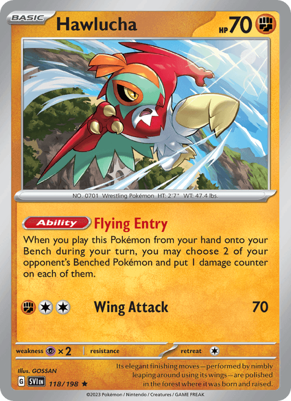Hawlucha, card 118 from Scarlet & Violet