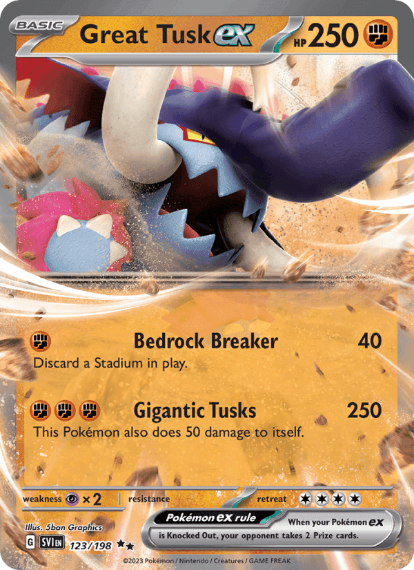 Great Tusk ex, card 123 from Scarlet & Violet