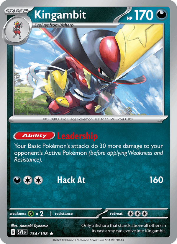 Kingambit, card 134 from Scarlet & Violet