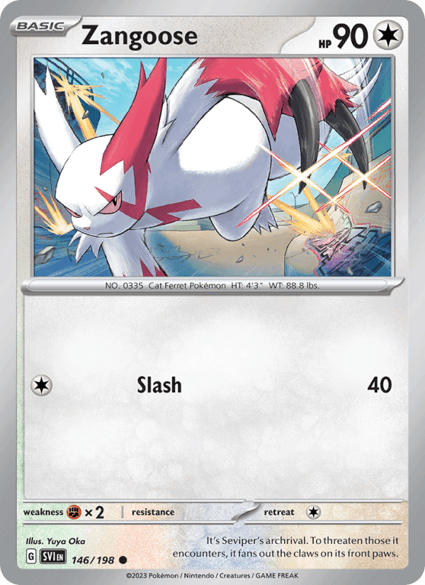 Zangoose, card 146 from Scarlet & Violet