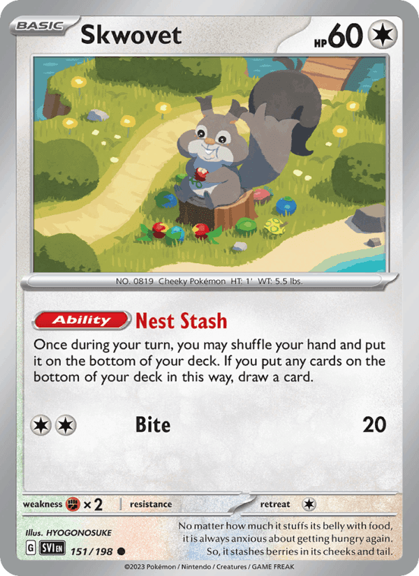 Skwovet, card 151 from Scarlet & Violet